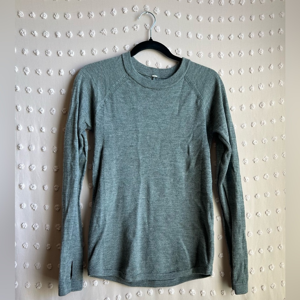 Lululemon Sit in Lotus Wool Crew Neck Sweater Gray